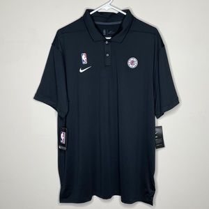Nike Dri-Fit NBA LA Clippers Team Coaches Polo Black Short Sleeve Shirt Men’s XL